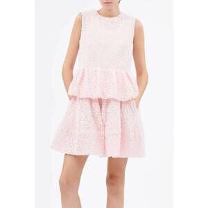 NEW ODEEH fil coupe dot sleeveless bubble top in rose petal